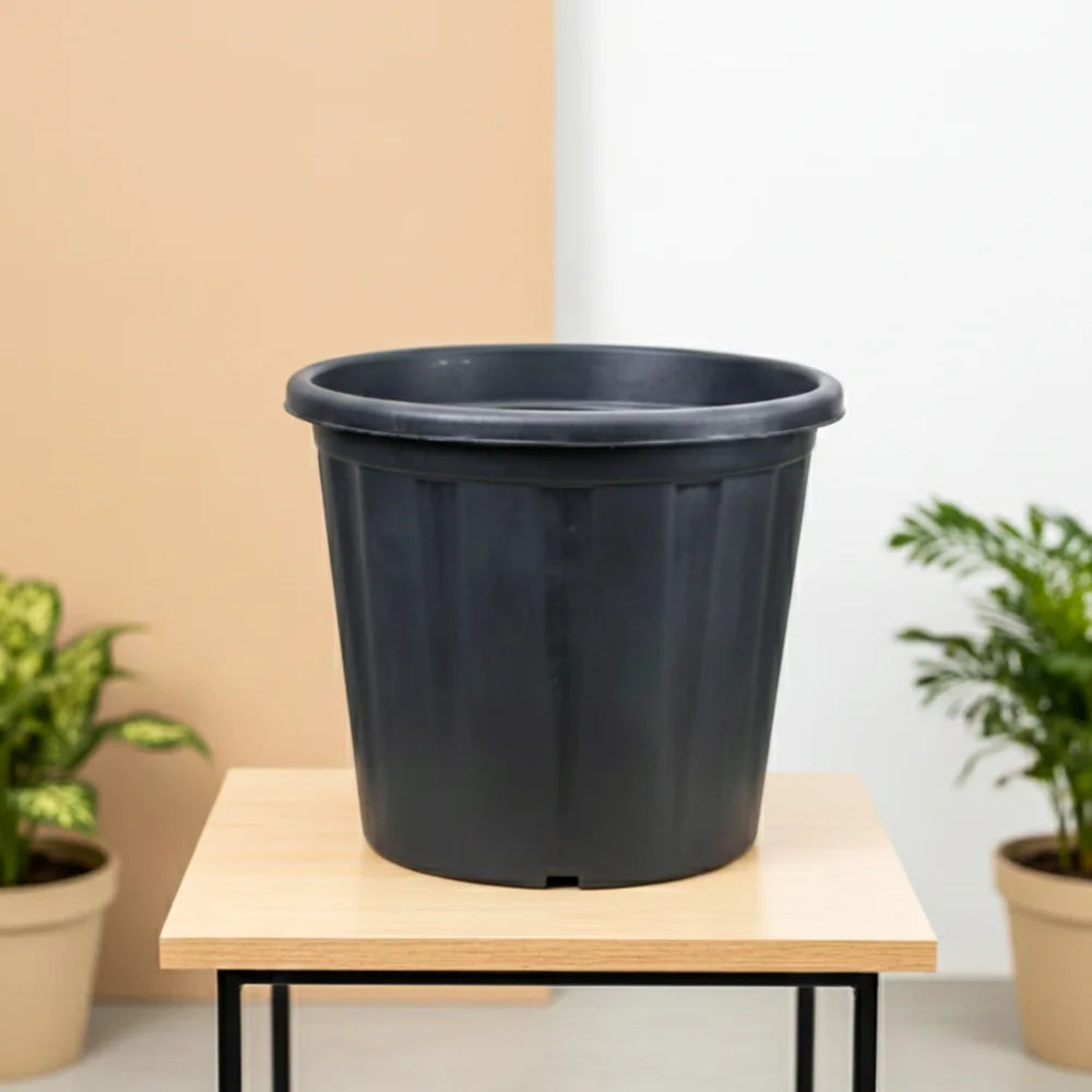 10-Inch Black Gardening Pots – Set of 6 Durable Plastic Planters for Indoor & Outdoor Plants