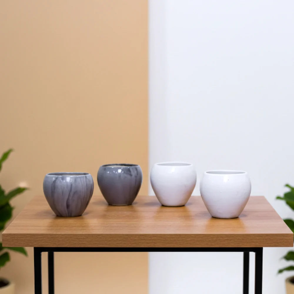 Apple Ceramic Pot – Elegant Decorative Planter (3.5″ x 3.5″, Set of 3)