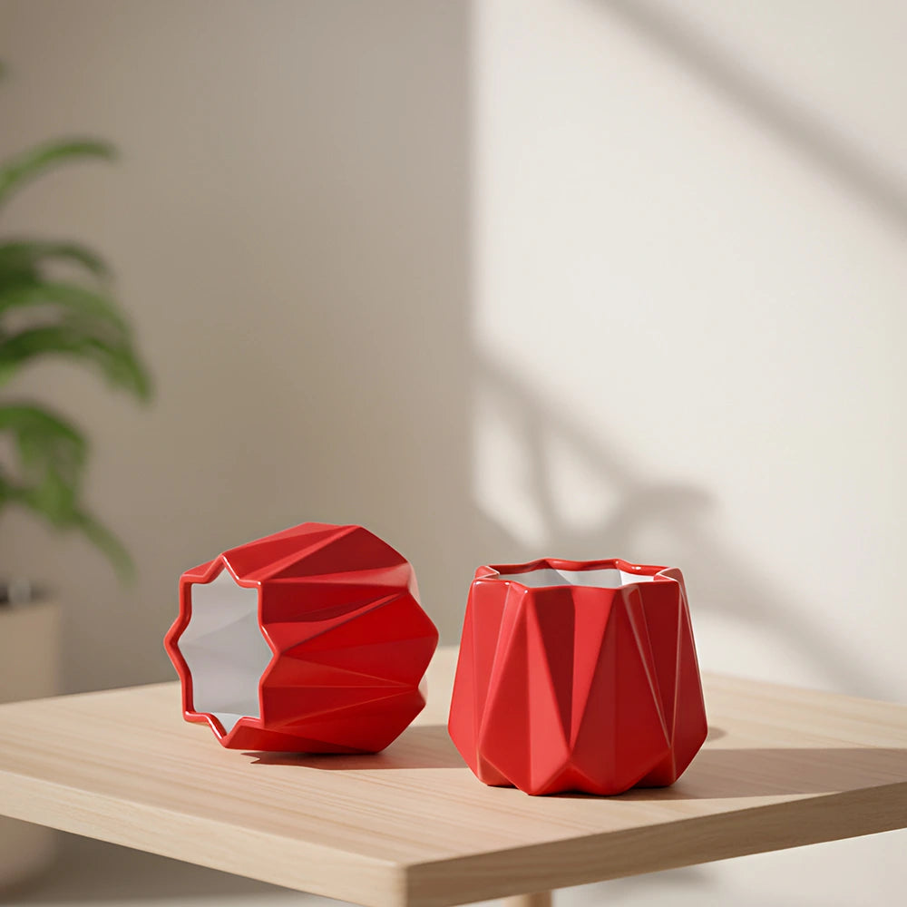 Papaya Ceramic Pot – Elegant Red Decorative Planter (4.2″ x 4″, 1 Piece)